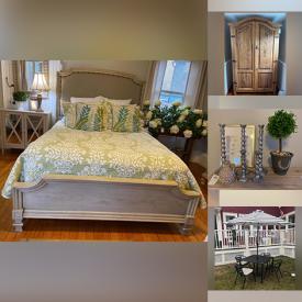MaxSold Auction: This online auction includes Christmas decor, furniture such as antique armoire, coffee table, mosaic table, loveseat, dressers and dining table, home decor, wall art, lamps, glassware, planters, fire pit, shelving, and more!